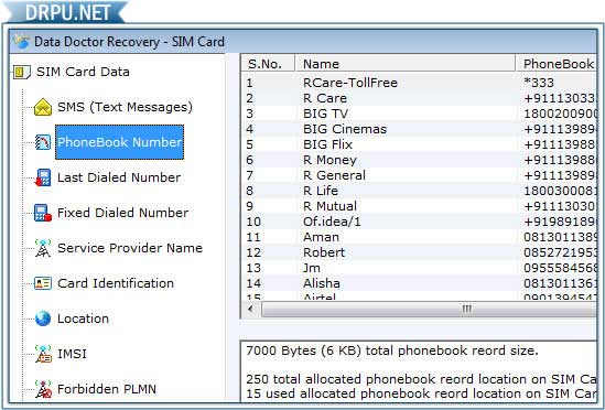 Screenshot of Sim Card Unerase