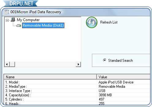 Screenshot of iPod Touch Recovery Software