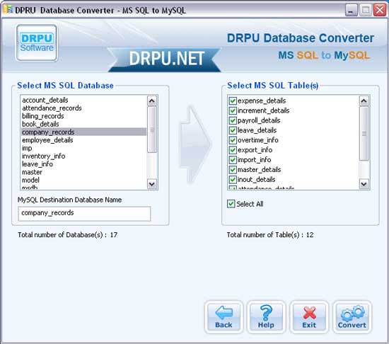 MSSQL to MySQL Conversion Software Ex screen shot
