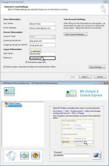 Screenshot of Outlook Express Mail Passwords Rescue