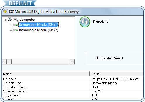 Removable Media Files Rescue Tool screen shot