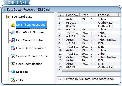 Screenshot of Data Recovery SIM Card