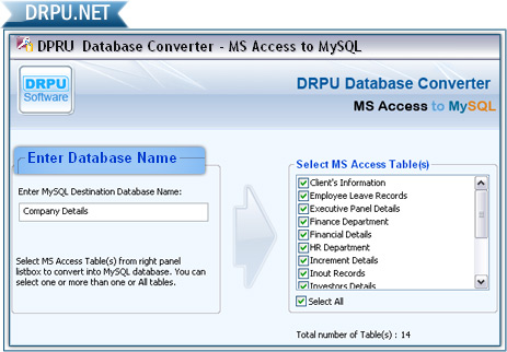 MS Access to MySQL Database Converter Screenshot
