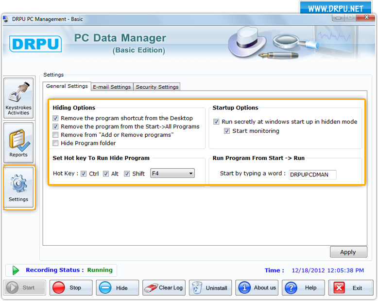 General settings