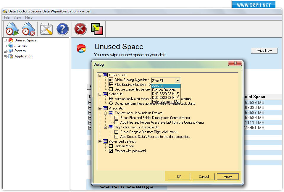 Disk erasing algorithm