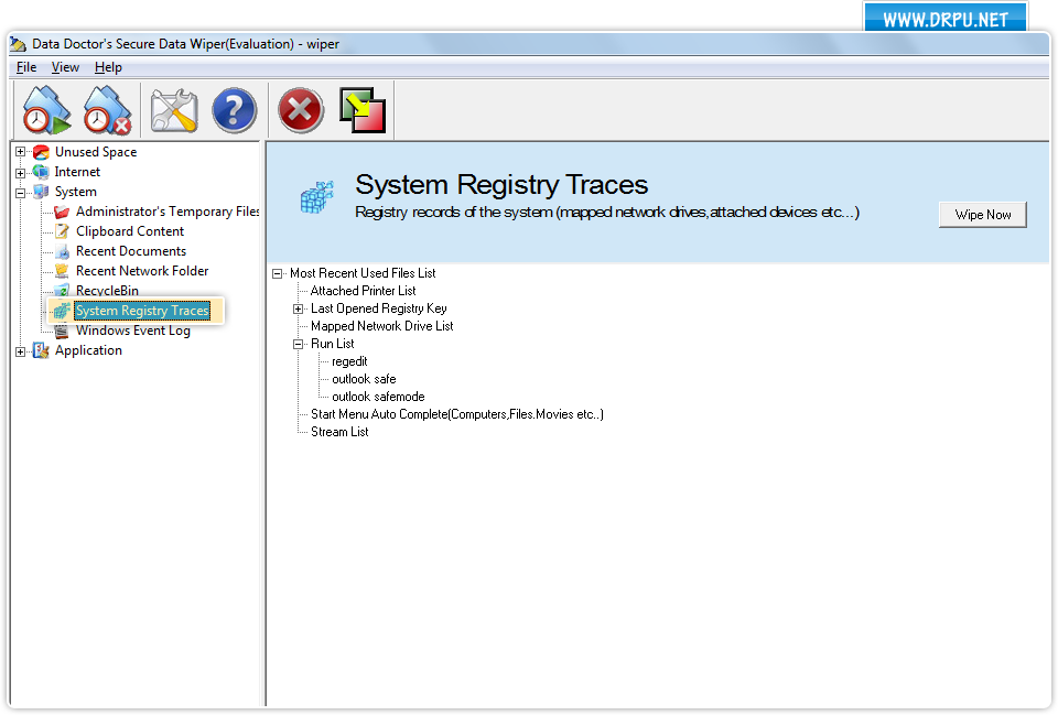 System registry traces