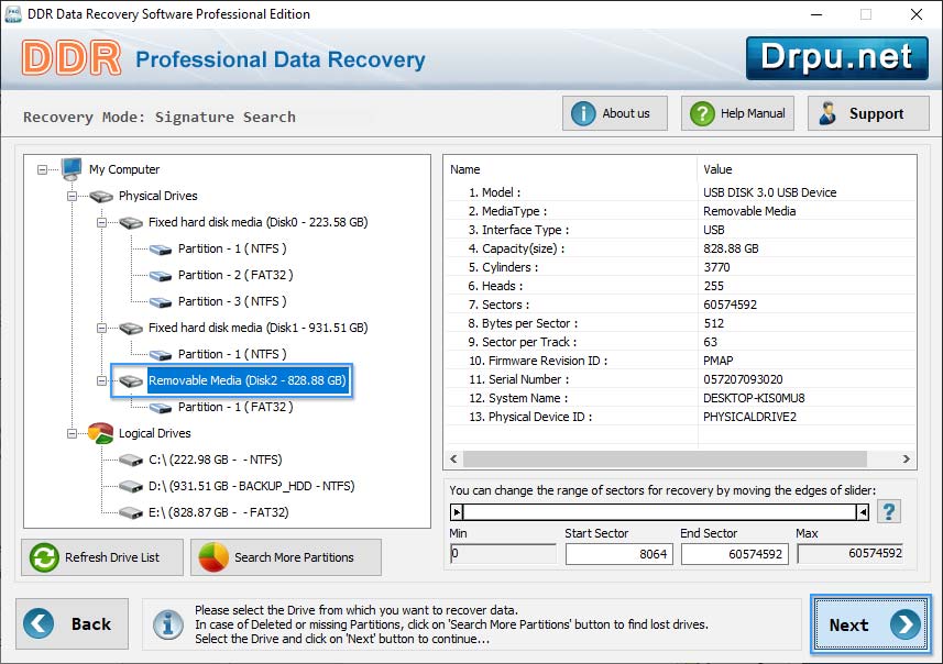 Select partition