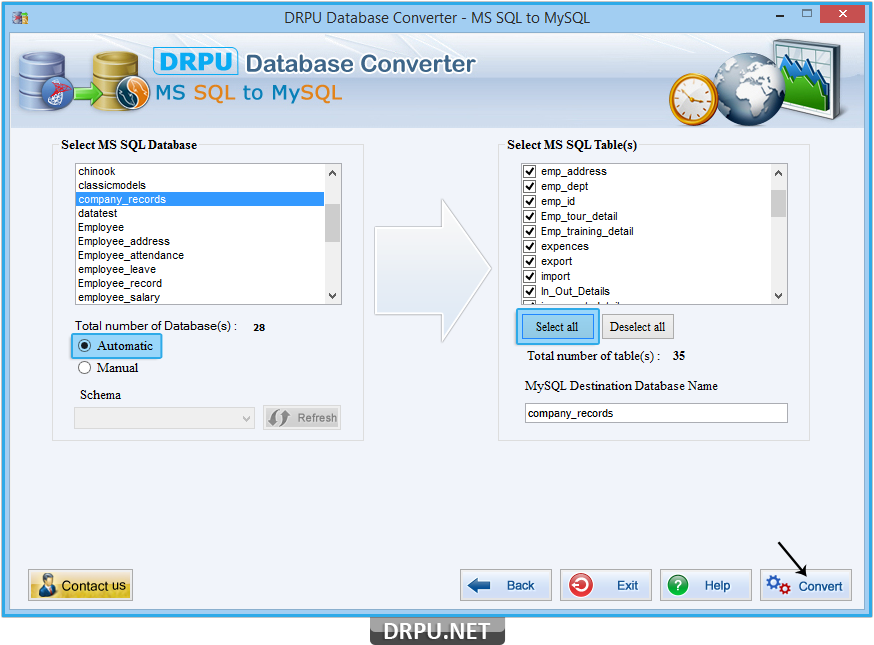 MS SQL to MySQL Database Converter