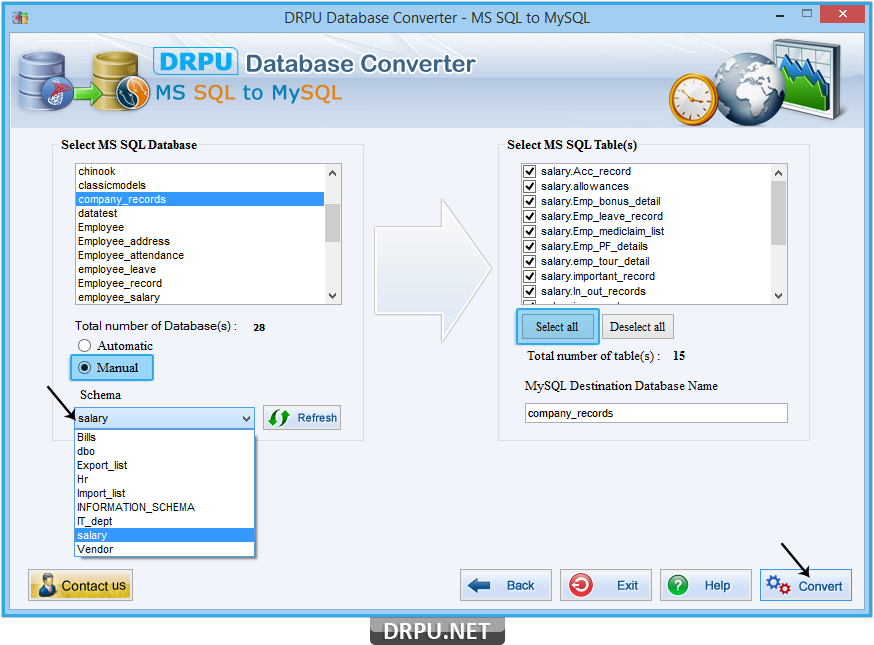 MS SQL to MySQL Database Converter