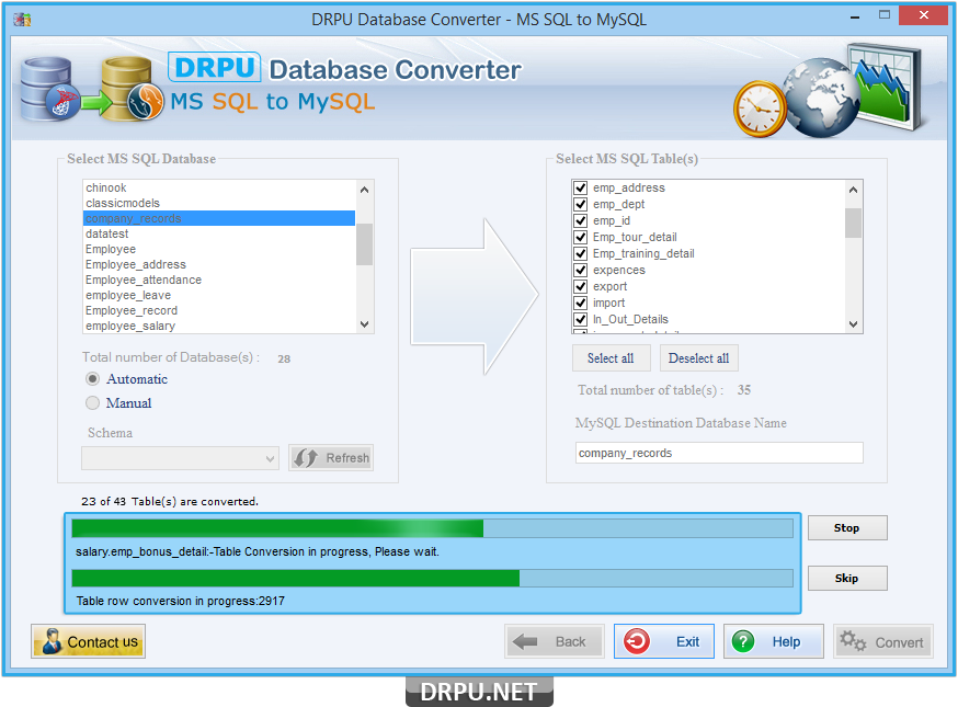 MS SQL to MySQL Database Converter