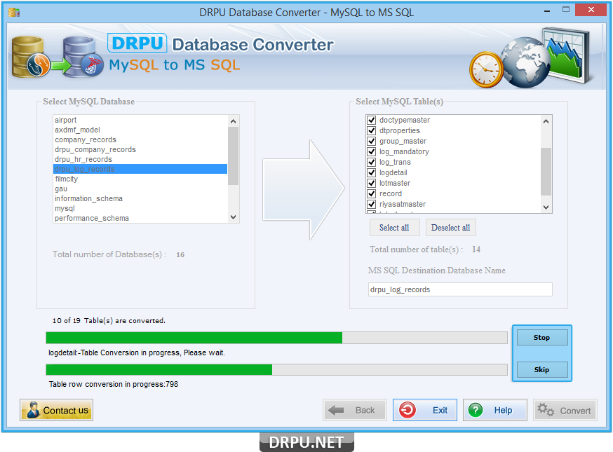 MySQL to MS SQL Database Converter